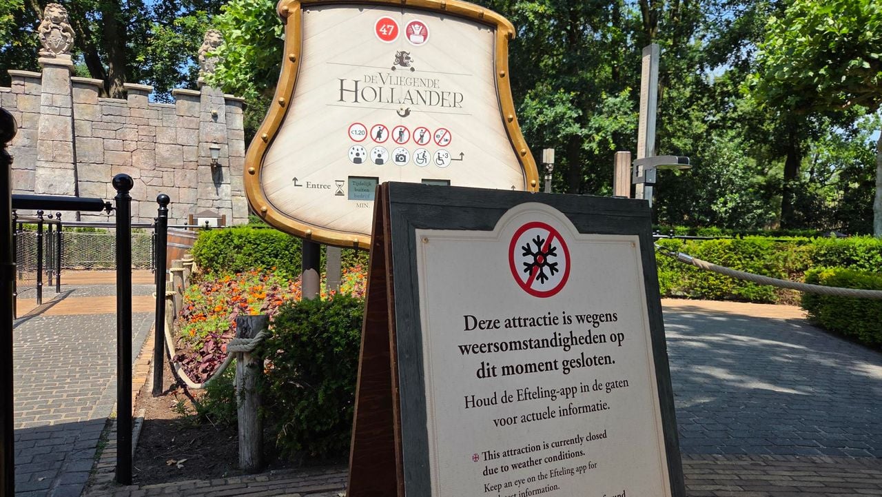 'Attractie gesloten wegens weersomstandigheden', lezen bezoekers (foto: Omroep Brabant). 
