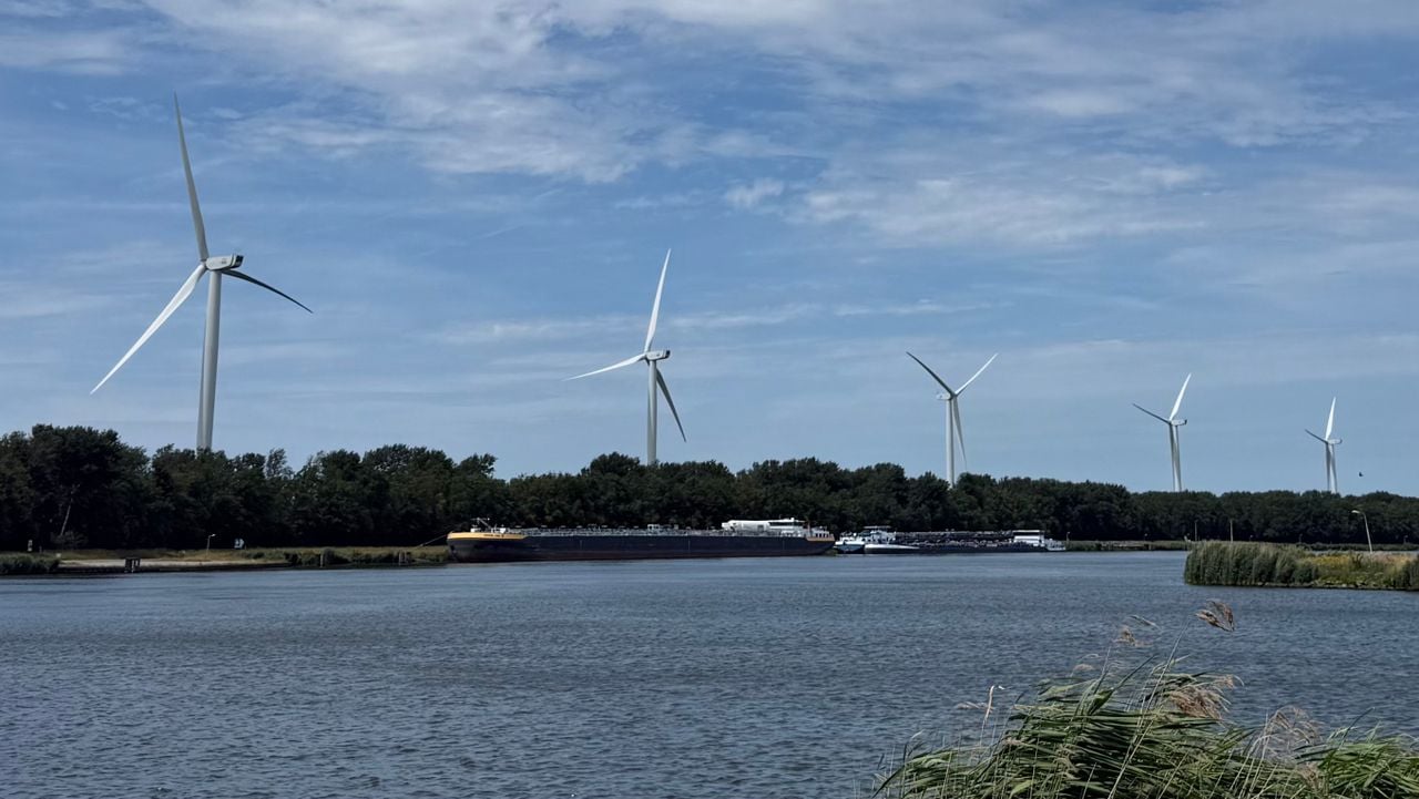 Twintig windmolens bij de Kreekraksluizen staan voorlopig stil (foto: Erik Peeters).