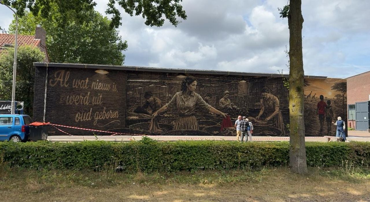 De muurschildering van Paul is 120 vierkante meter groot (foto: Pieter Soethout)