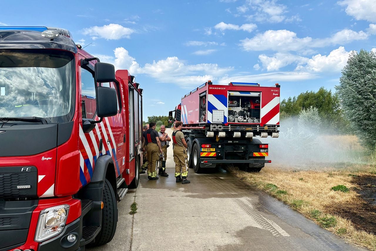 Er woedde dinsdagmiddag een bermbrand in Oosterhout (foto: Jeroen Stuve/Persbureau Heitink).