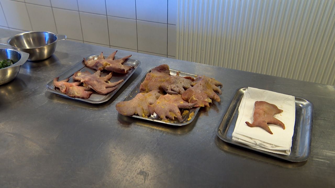 De hanenkammen liggen klaar in de keuken om bereid te worden (foto: Omroep Brabant).