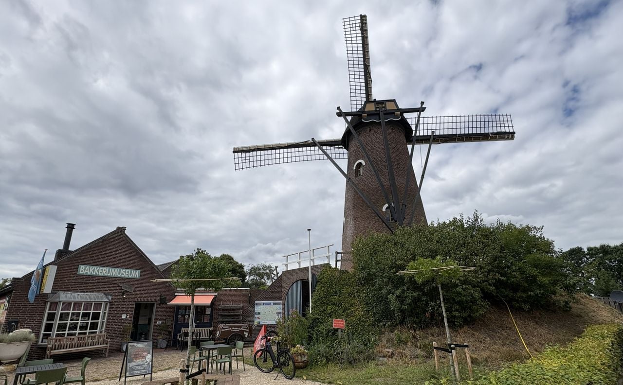 Molen De Grenswachter met daarnaast het Bakkerijmuseum in Luyksgestel (foto: Karin Kamp).