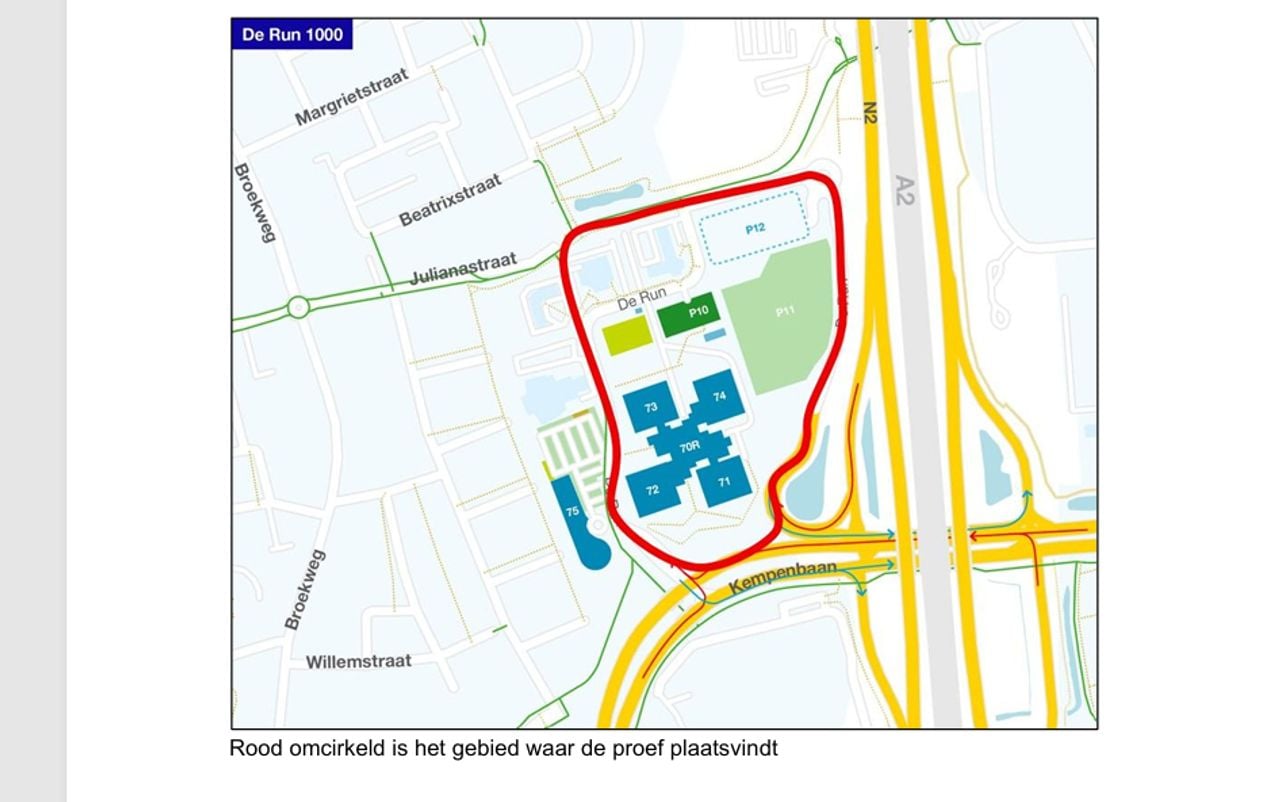 Een kaartje met het gebied dat door de drone in de gaten gehouden wordt (afbeelding: bewonersbrief ASML). 