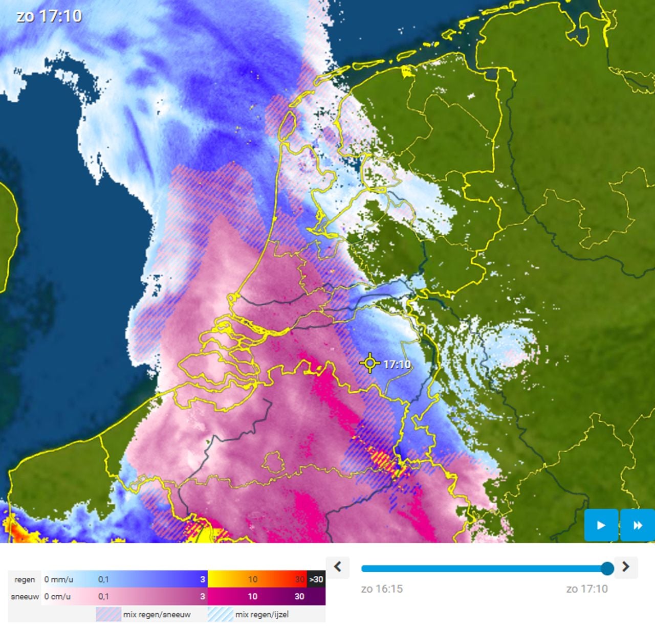Sneeuw in Brabant tijdens carnaval (foto: Weerplaza).