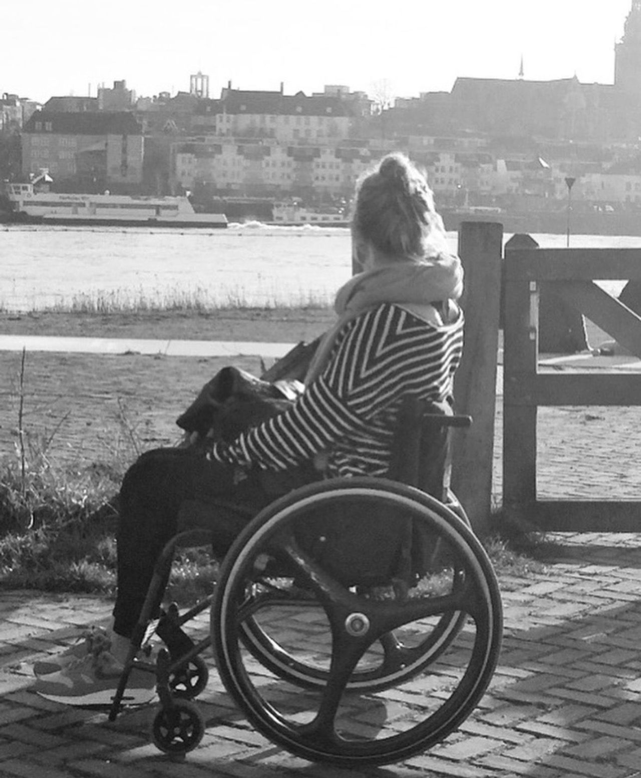 Toen Sofie nog in een rolstoel zat. 