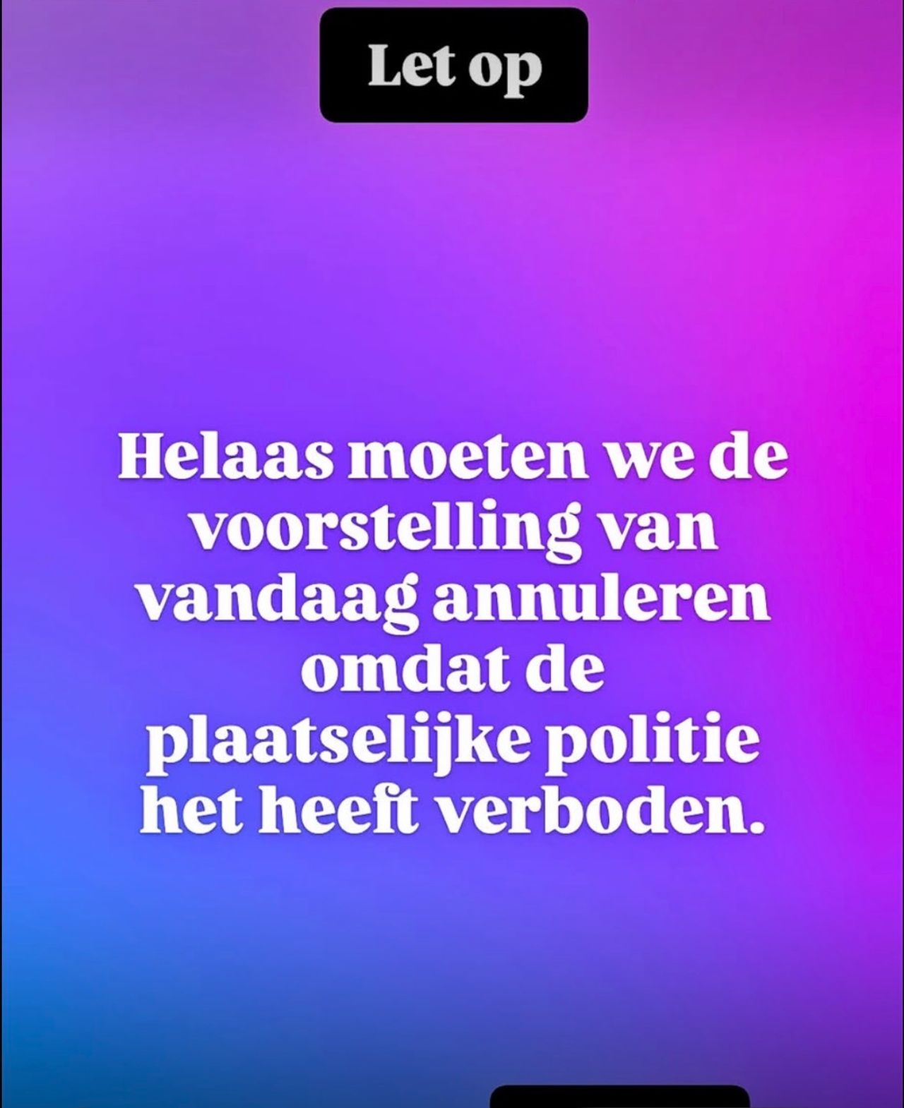 Circus Bossle liet de voostelling toch niet doorgaan (foto: Facebook). 