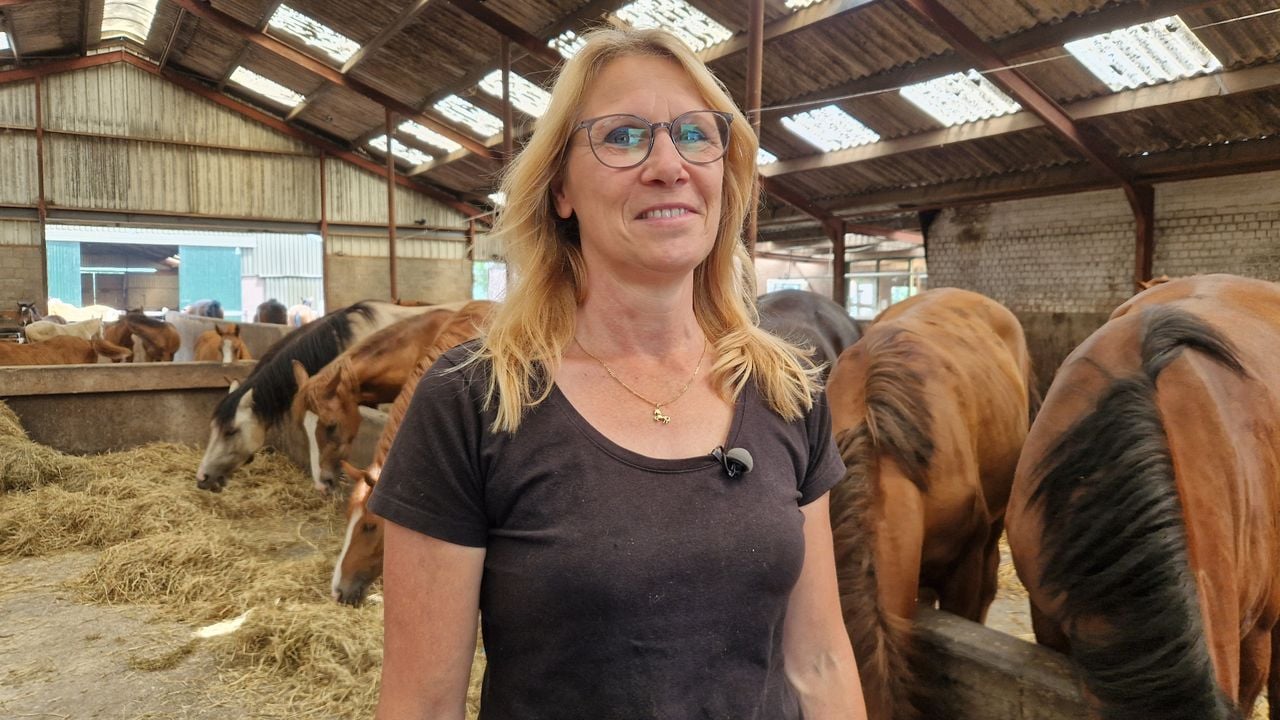 Carla trots midden in haar stal met pony's (foto: Tom Berkers).