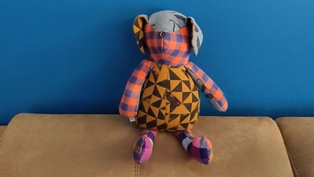 De Troost Teddy die Nina heeft gemaakt (foto: Vanessa Spaanderman).