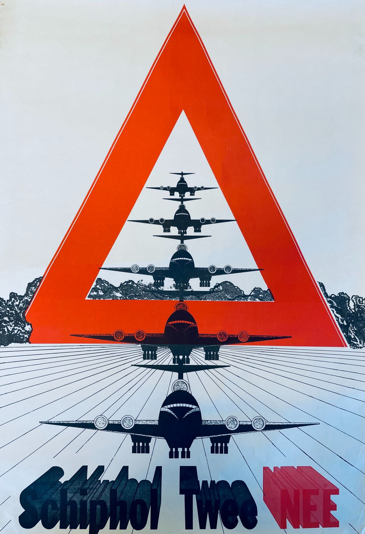 Actiegroep 'Schiphol Twee Nee' hing dit soort posters in Steenbergen en omgeving op.