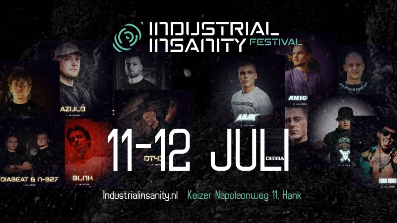 Een poster met de line-up van Ricks festival (foto: Industrial Insanity).