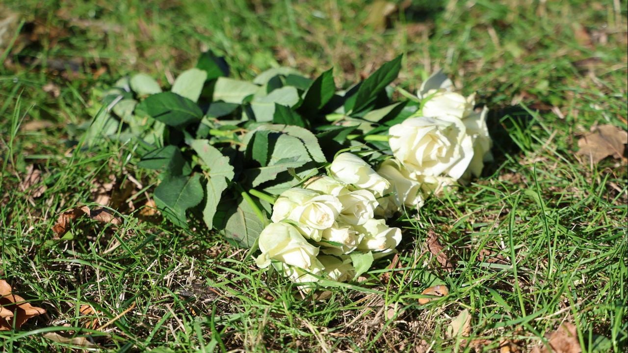 Op de plek van het ongeluk zijn bloemen neergelegd (foto: Saskia Kusters/Persbureau Heitink). 