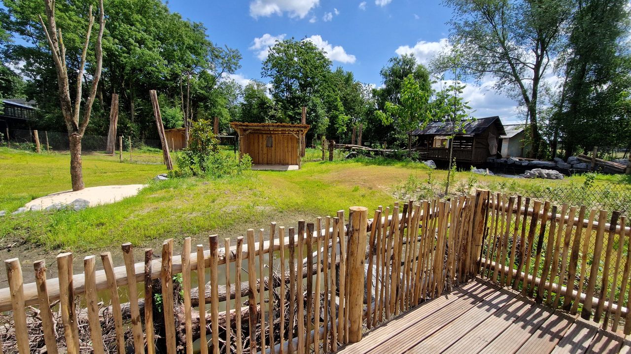 Een van de buitenverblijven in Ngyuwe (foto: Tom Berkers).