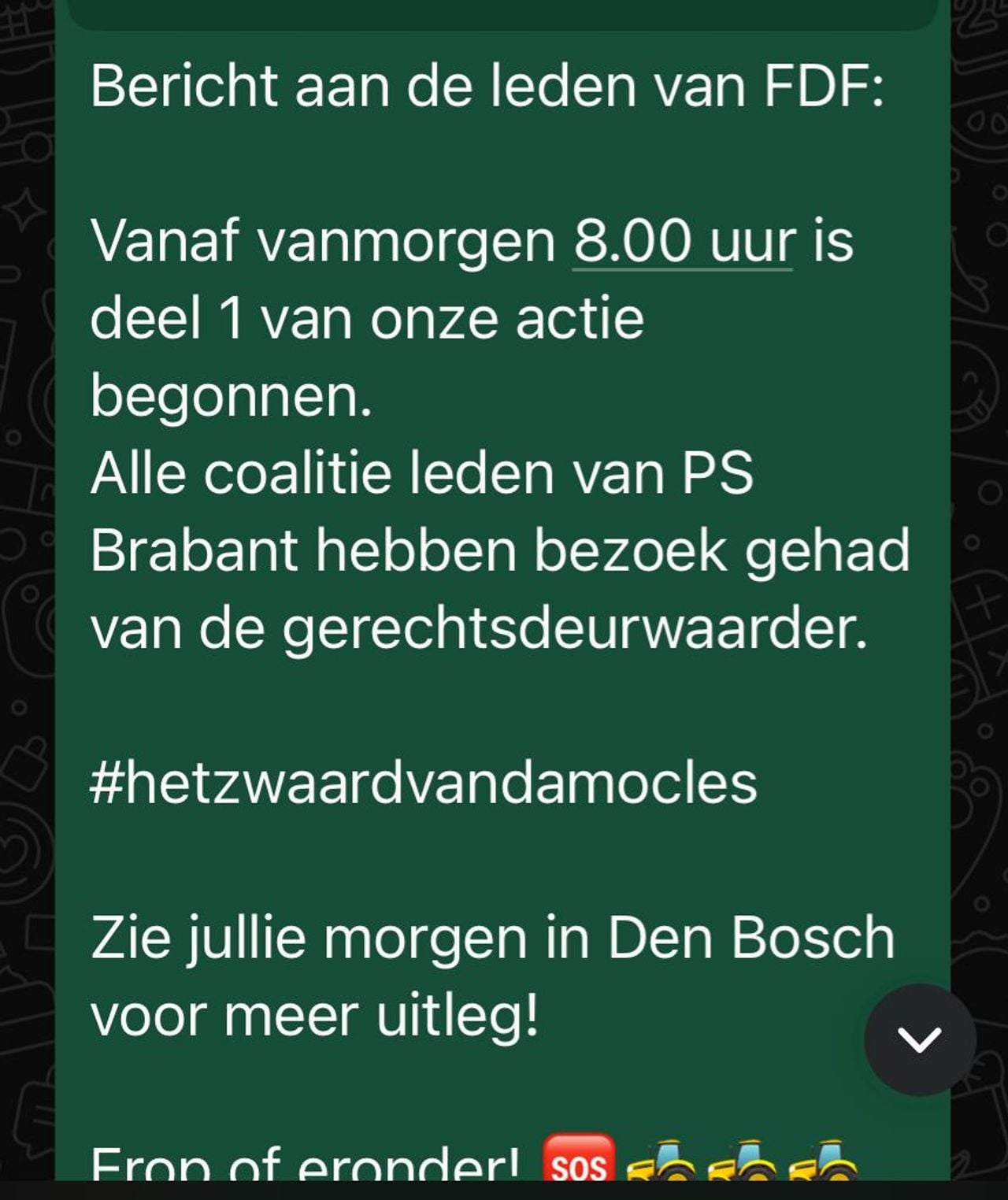 Een appbericht aan de leden van FDF