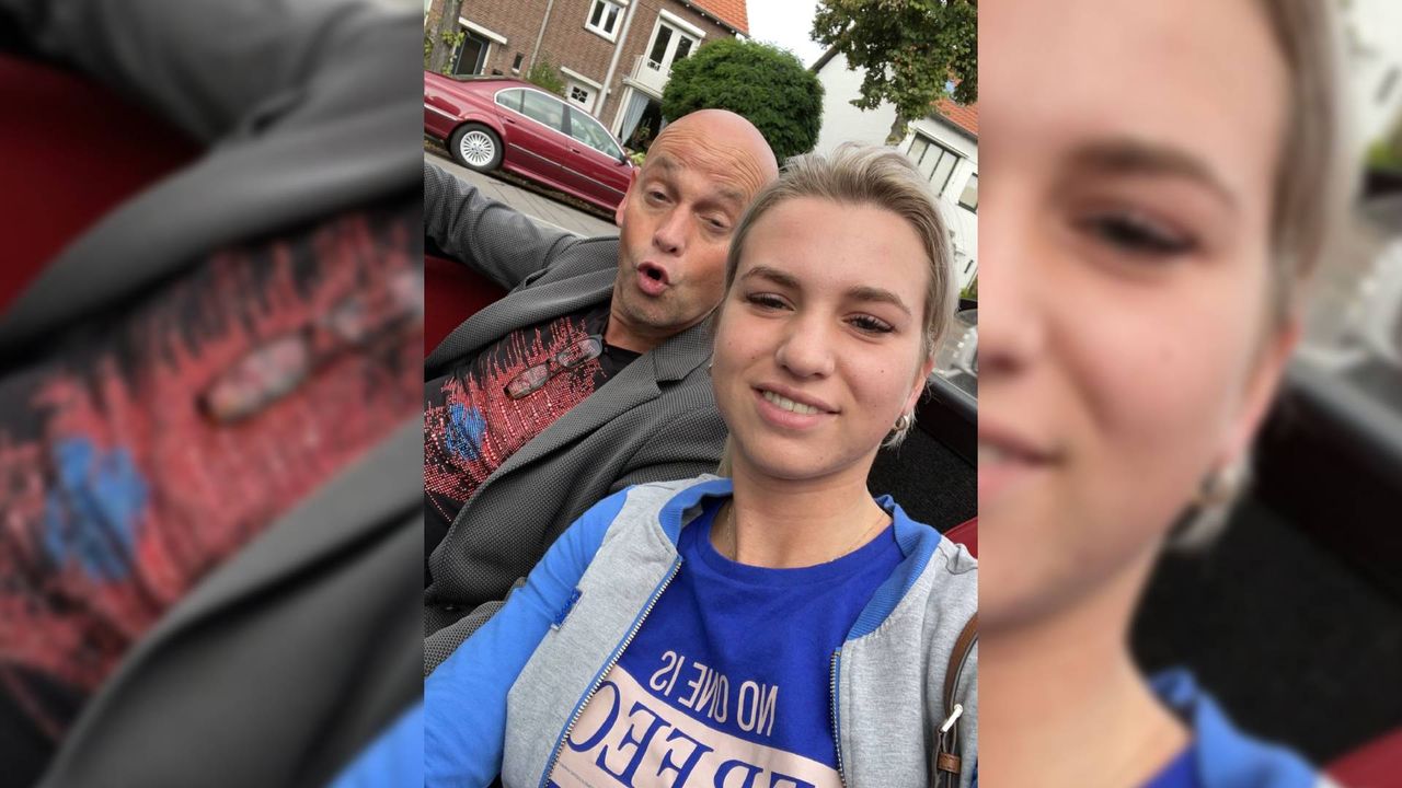 Eric en zijn dochter Zara tijdens een van hun ritjes in de cabrio (privéarchief).