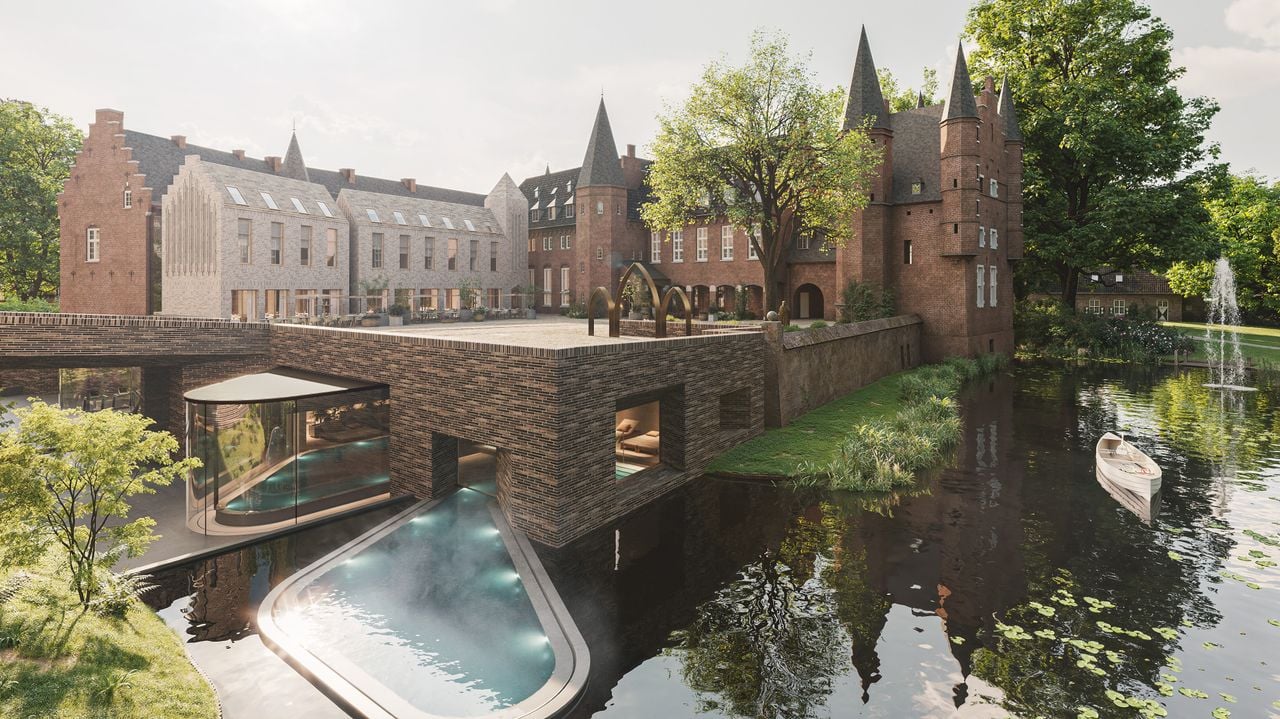 Beeld van hoe het kasteel eruit gaat zien (artist's impression)