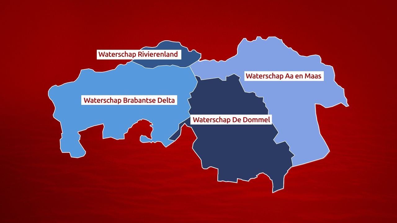 De waterschappen in Brabant (beeld: Omroep Brabant).
