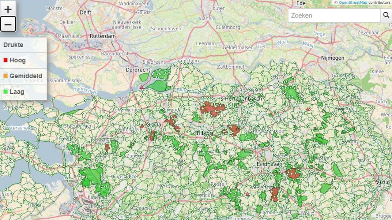 Code rood in verschillende natuurgebieden in Brabant.
