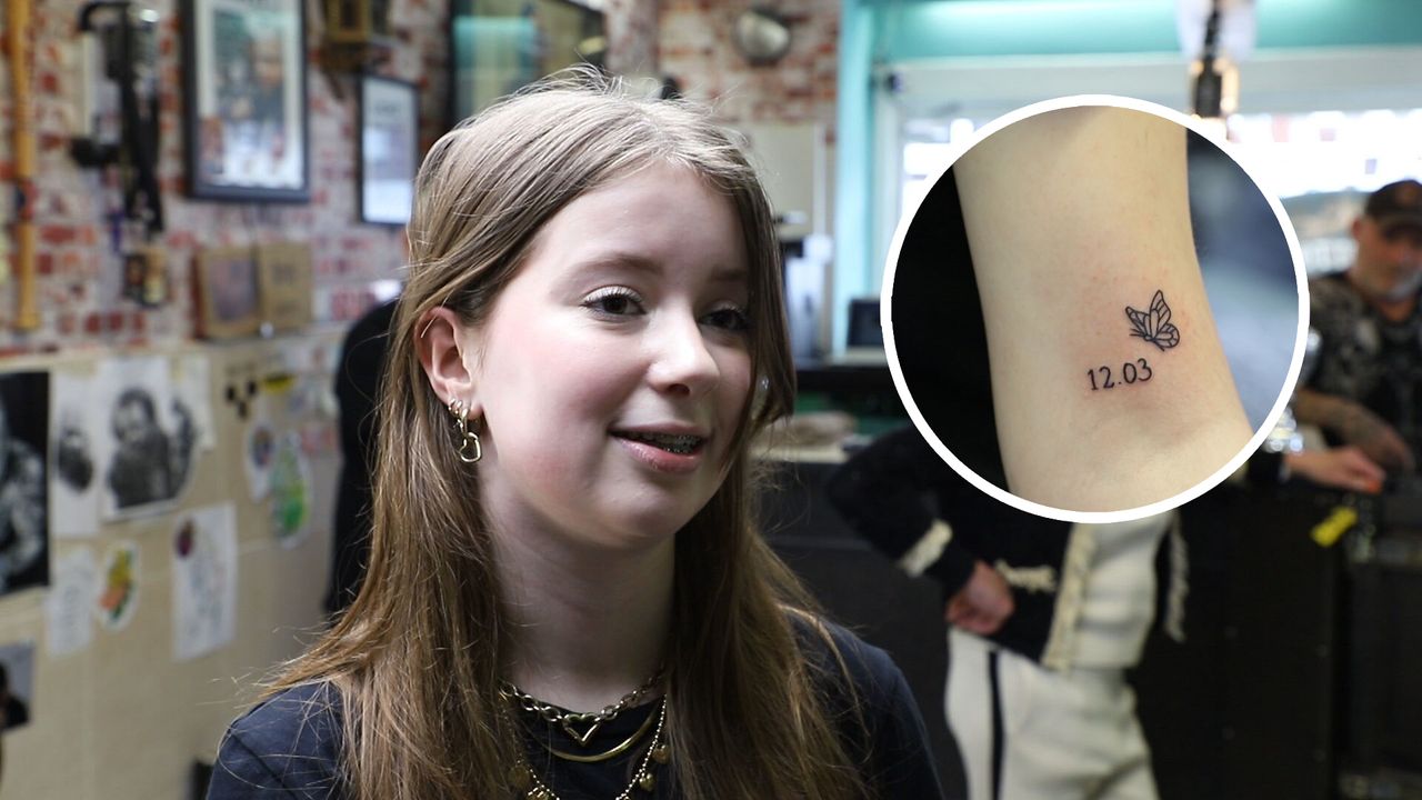 Danisha en de tattoo ter herinnering aan haar vader (foto: Collin Beijk).