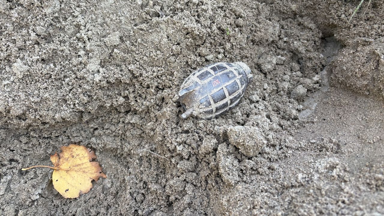 Op het oefenveldje ontdekt Tamika een handgranaat (foto: Wilco Zonneveld).