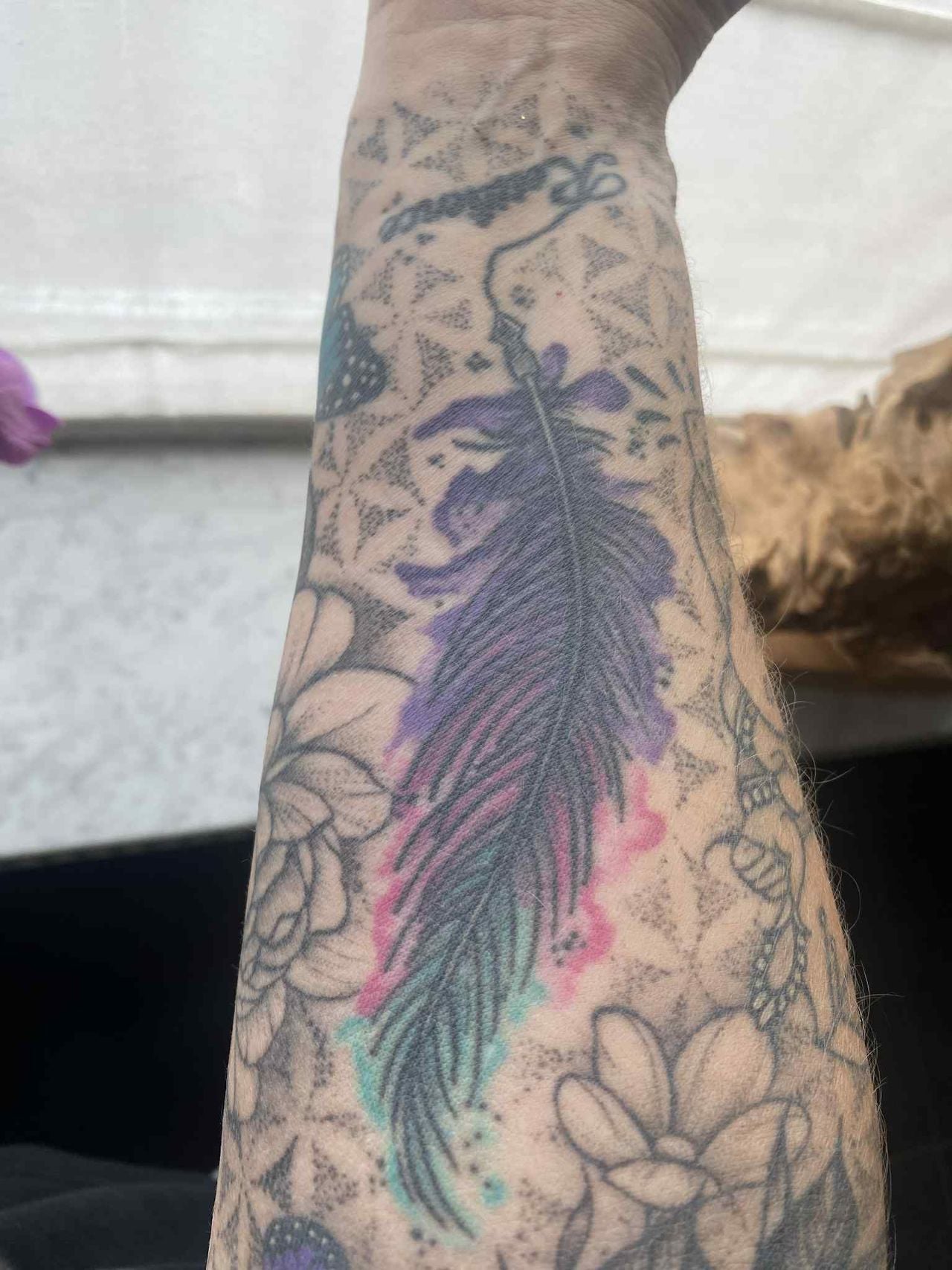 De veertattoo van Trudy (privéfoto). 