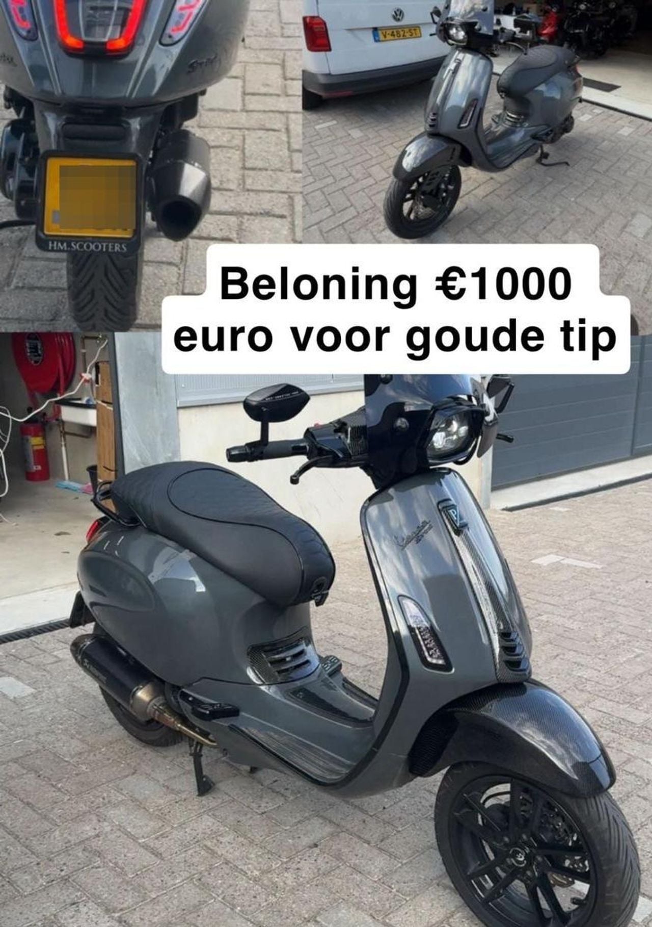 De foto van de exclusieve scooter met beloning werd gedeeld op verschillende sociale media (foto: Milo Brader). 