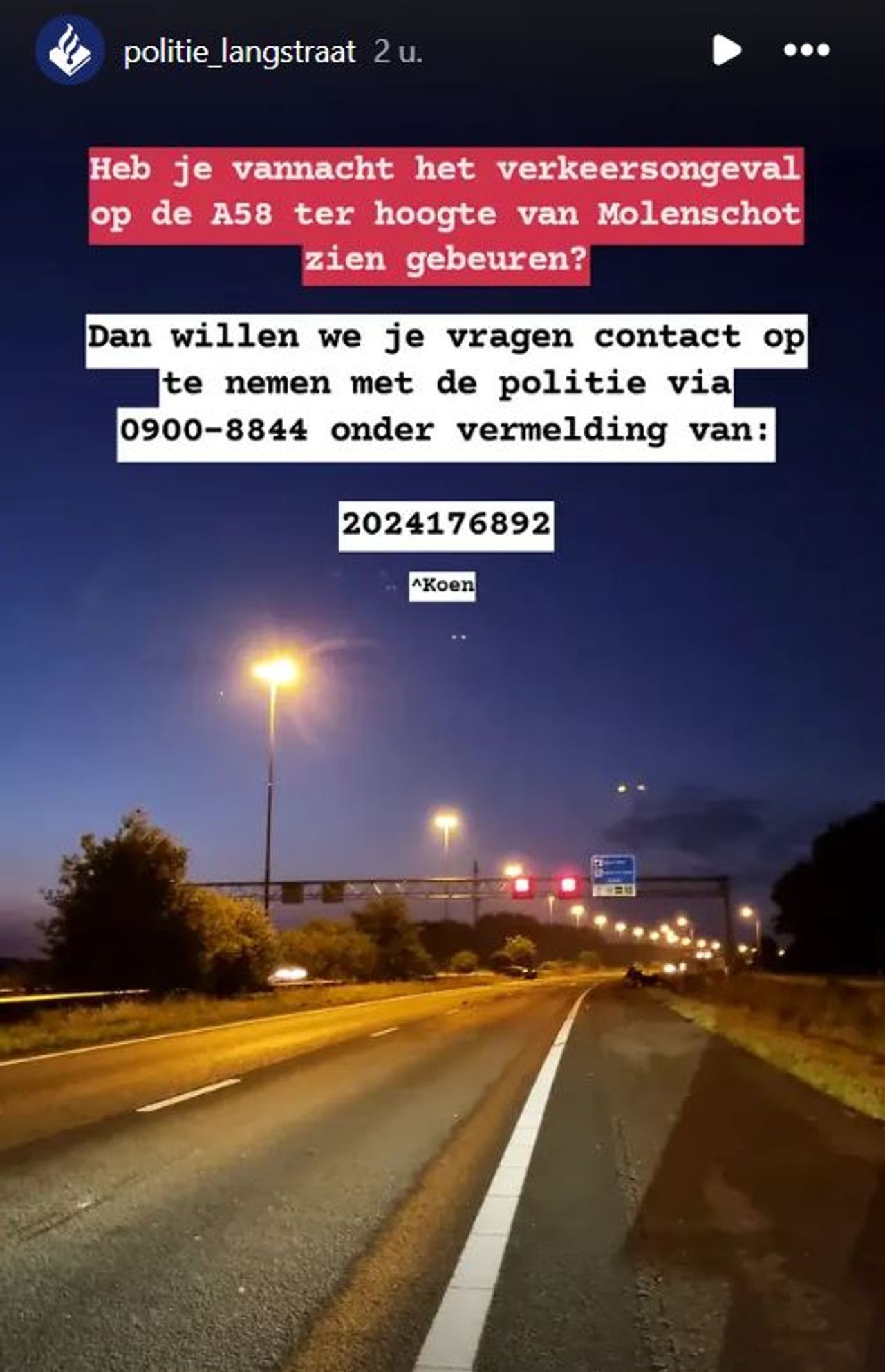 Foto: Instagram politie Langstraat