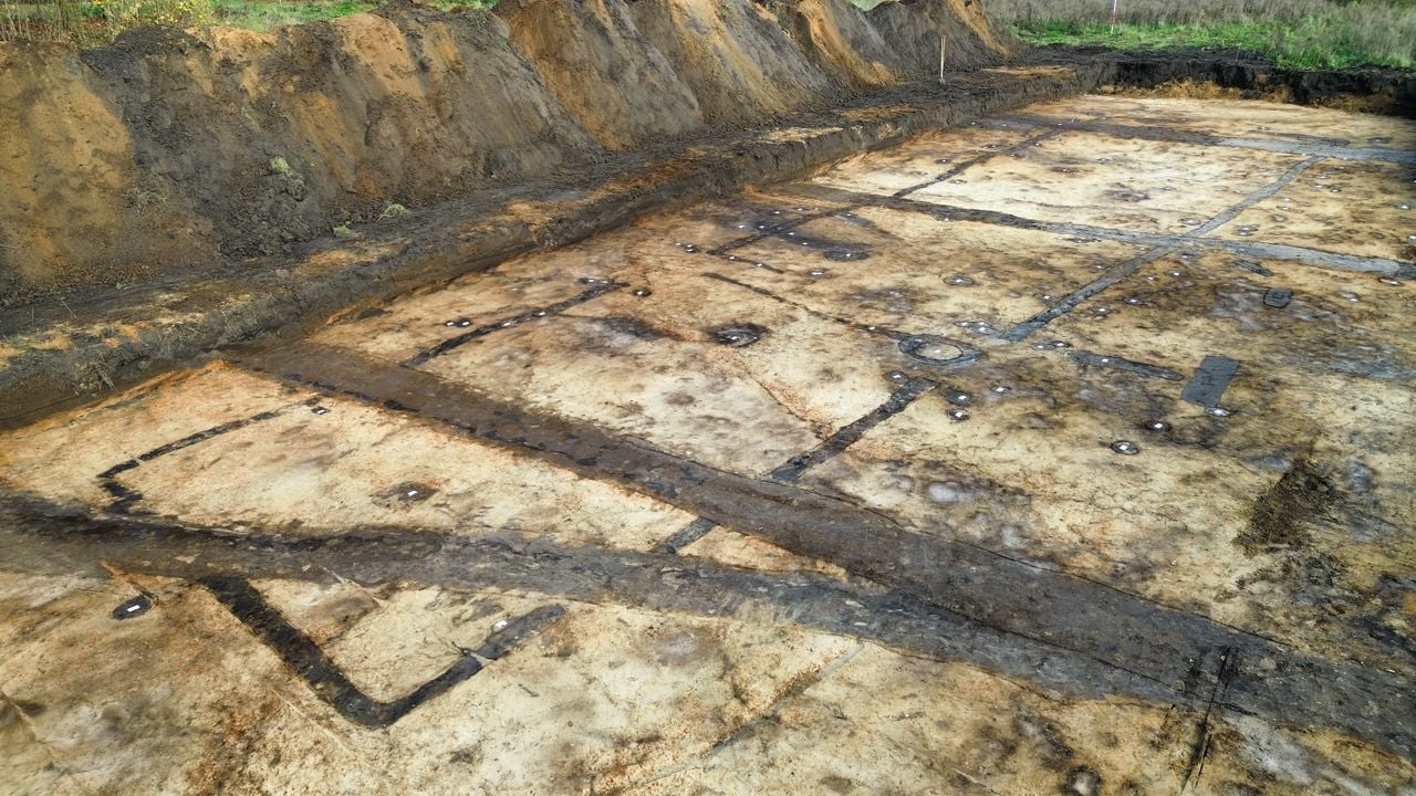 De plattegrond van de Romeinse boerderij die is opgegraven (foto: gemeente Bernheze).