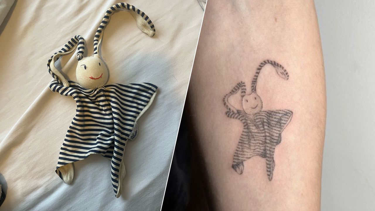 Tattoo van Tijmen en zijn knuffel (privéfoto)