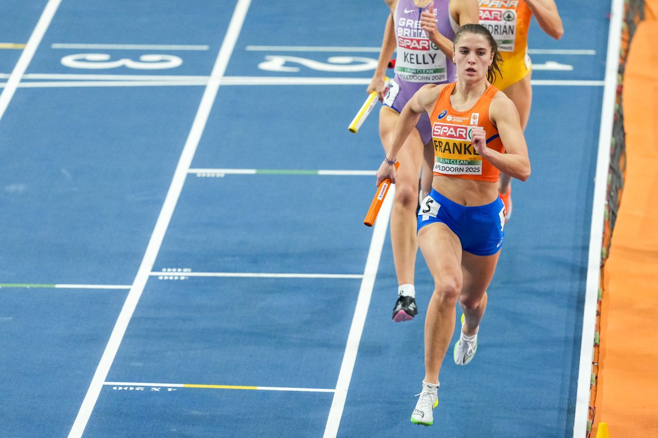 Nina Franke tijdens het EK Indoor in 2025 (foto: Andre Weening/Orange Pictures).