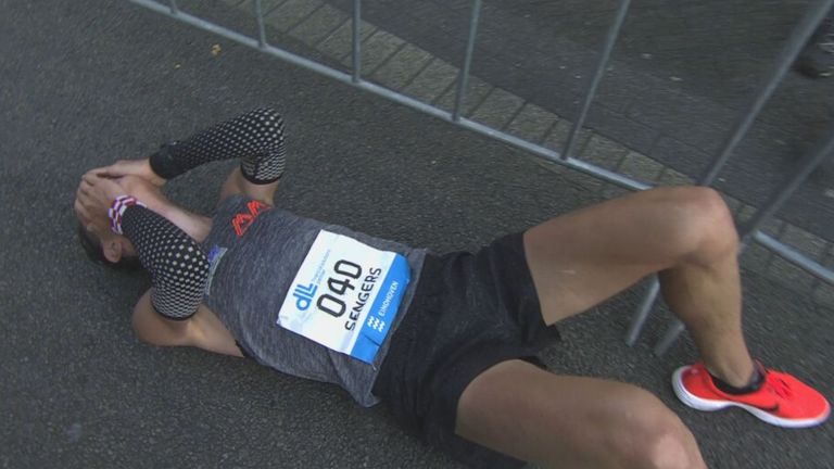 Harm Sengers na een eerdere Marathon Eindhoven.