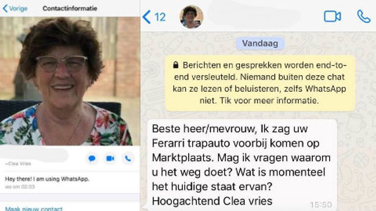 Screenshots van het gesprek tussen de oplichter en het koppel dat werd benaderd.