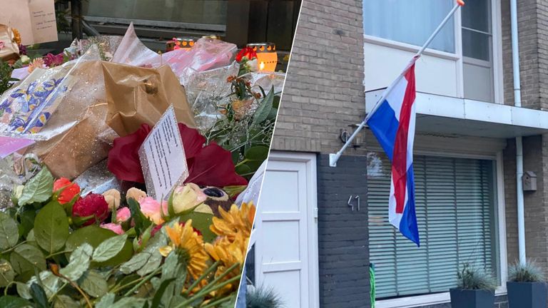 Steeds meer bloemen op herdenkingsplek voor Hebe en Sanne en de vlag hangt halfstok in Vught