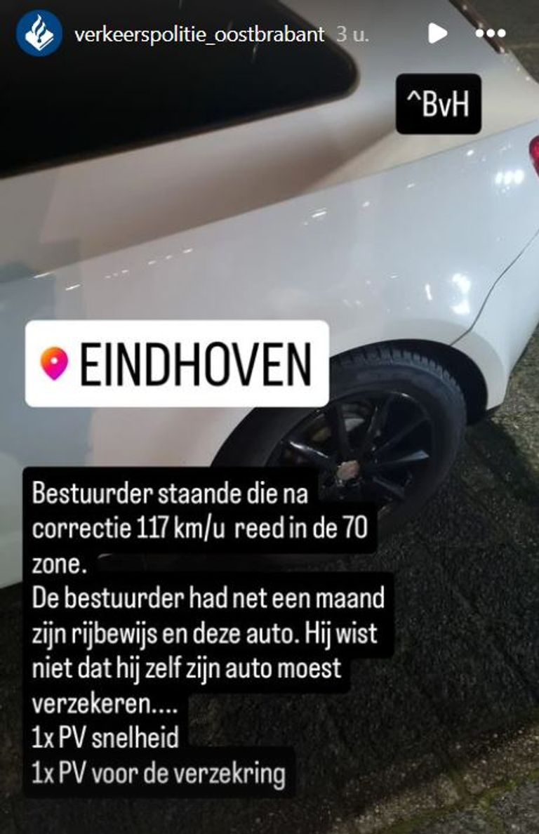 Foto: Instagram verkeerspolitie Oost-Brabant