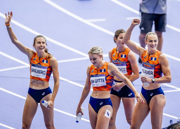 Eveline Saalberg plaatste zich met het Nederlands vrouwenestafetteteam voor de finale van de 4x400 meter (foto: ANP 2024/Remko de Waal).