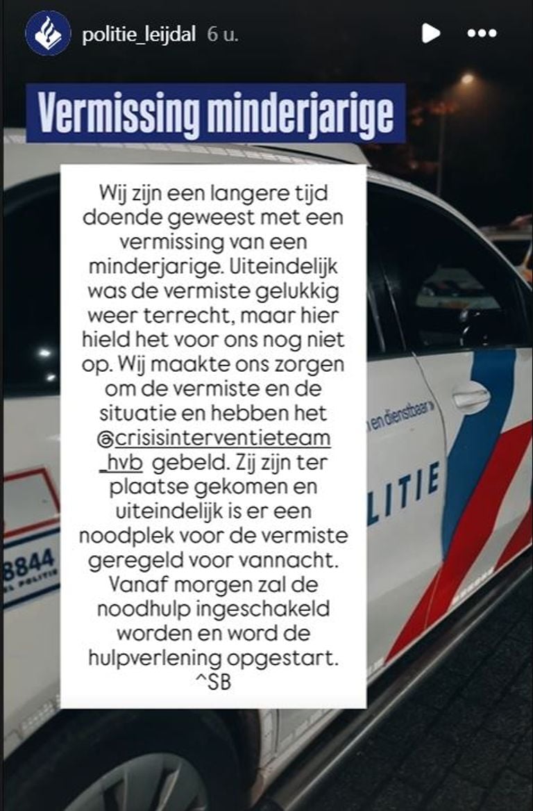 Foto: Instagram politie Leijdal