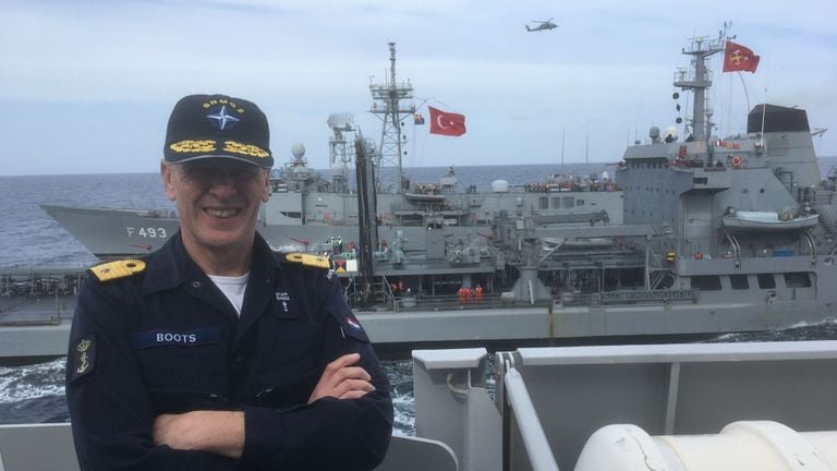 Boudewijn Boots als commandeur tijdens de missie Standing NATO Maritime Group 2 (foto: ministerie van Defensie).