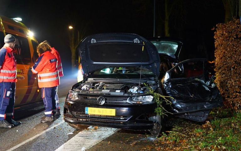 De bestuurder en een inzittende raakten bij de crash in Vinkel gewond (foto: Bart Meesters).