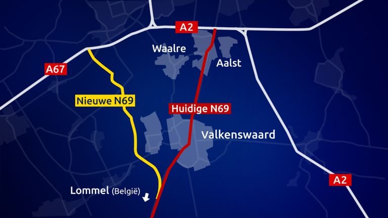 De nieuwe N69 gaat om Valkenswaard en Aalst heen.