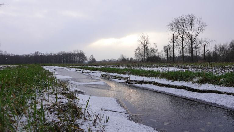 Lichte sneeuwval gaf het landschap in Budel een winterse aanblik (foto: Ben Saanen).