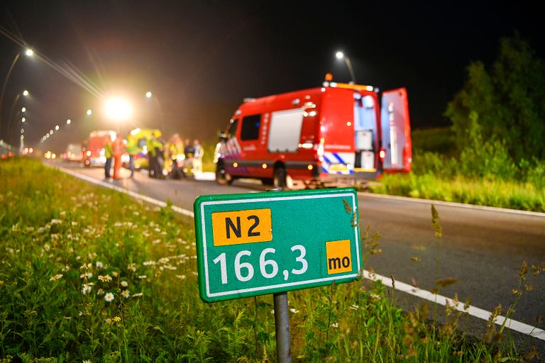 Het ging mis op de N2 bij Waalre (foto: Rico Vogels/SQ Vision).