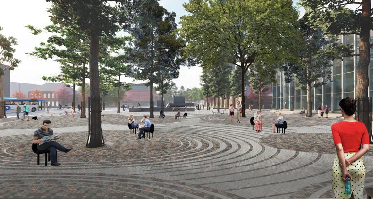 Gemeente Tilburg wil van het Willemsplein een Stadsforum maken en het Koningsplein moet Koningswei worden. (foto: ZUS i.o.v. gemeente Tilburg)