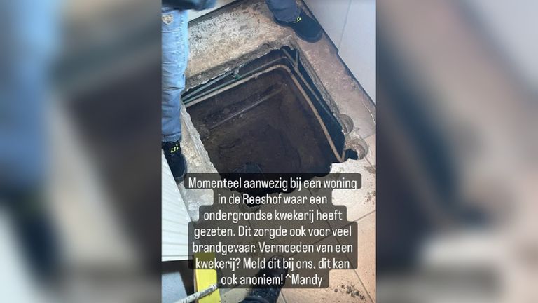 De ondergrondse hennepkwekerij werd ontdekt in een huis in de Tilburgse wijk Reeshof (foto: politie).