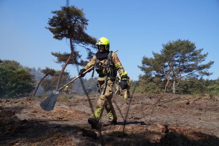 Het vuur in het Budelse bosgebied brak rond halfelf zaterdagochtend uit (foto: WdG/SQ Vision).