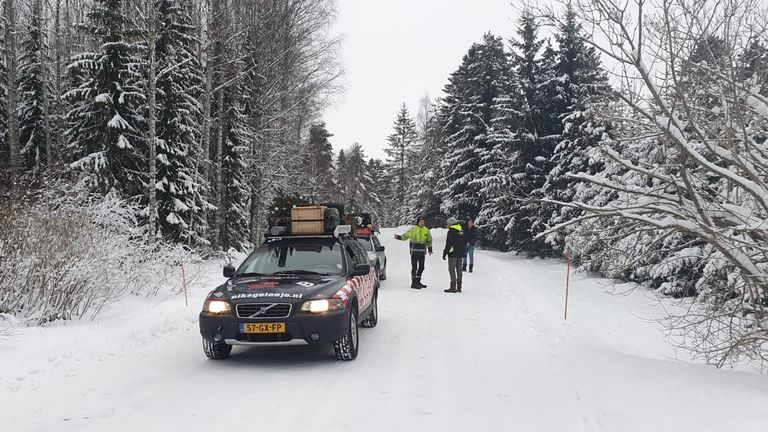 Winterse omstandigheden onderweg (eigen foto).