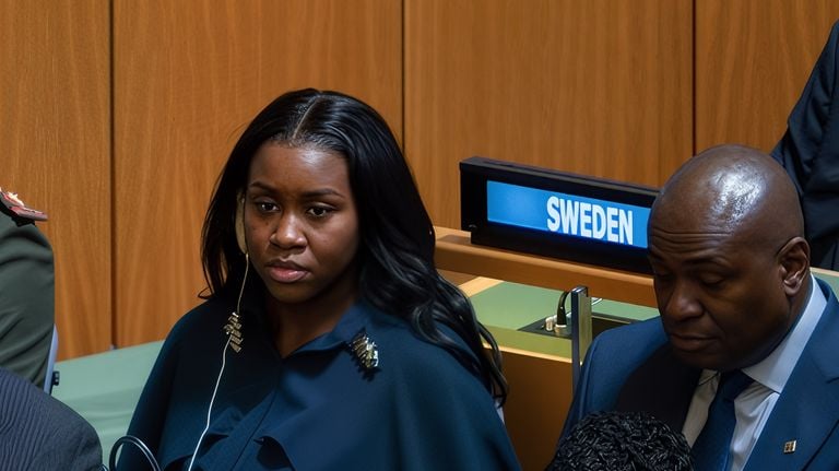 Agnes Bio, de dochter van de president, bij een vergadering van de Verenigde Naties in New York (foto: Facebook Julius Maada Bio).