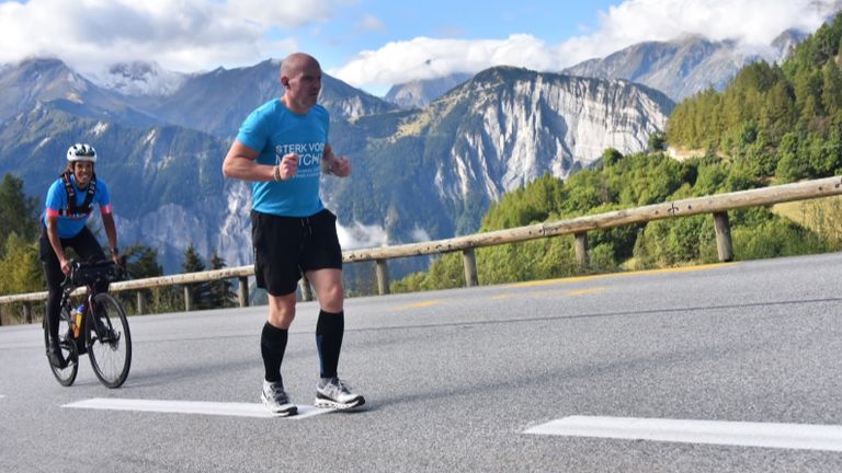 Paul in actie op de Alpe d'Huez.