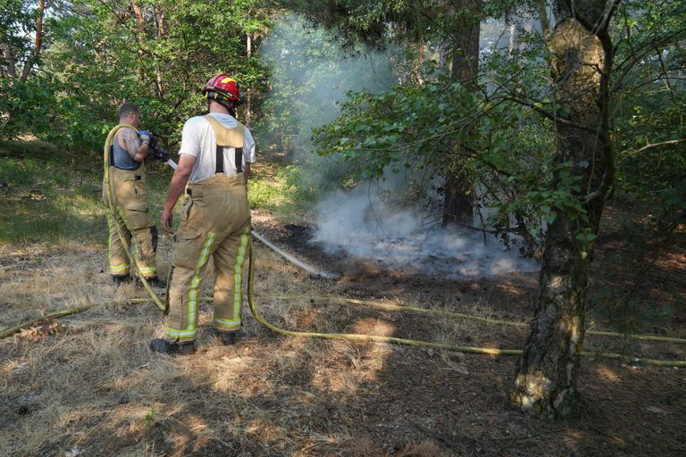 De brandweer bluste het vuur aan de Geuzendijk tussen Budel en Weert (foto: WdG/SQ Vision).