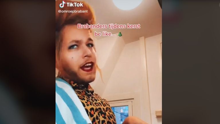 Jip doet tal van typetjes na op het TikTokaccount van Omroep Brabant (foto: TikTok).