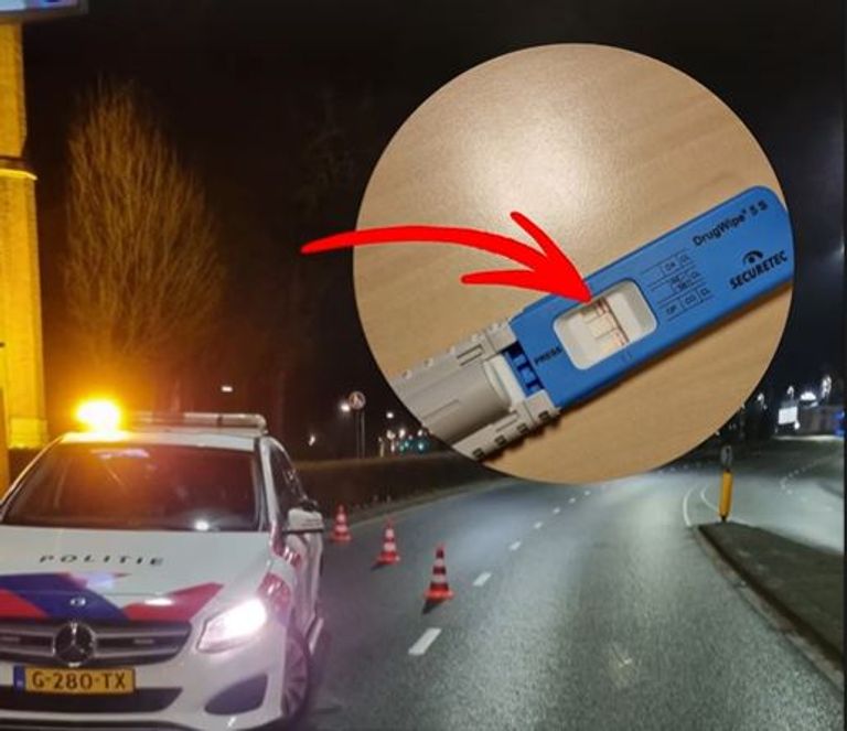 De automobilist onder invloed in Helmond werd aangehouden (foto: Instagram politie Helmond).