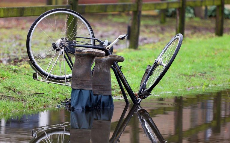 De agenten schrokken zich een hoedje toen ze 's avonds de benen boven het water zagen uitsteken (foto: Bart Meesters).